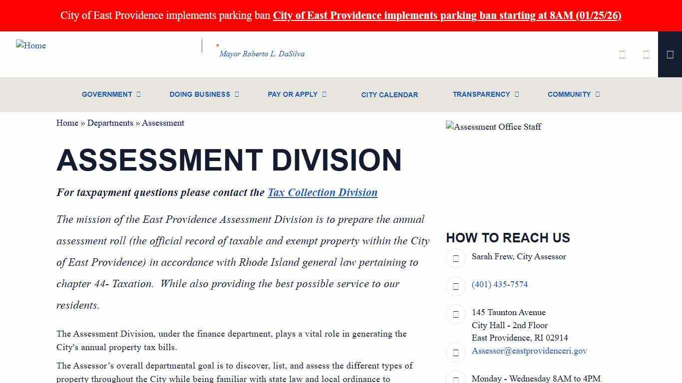 Assessment Division City of East Providence, RI